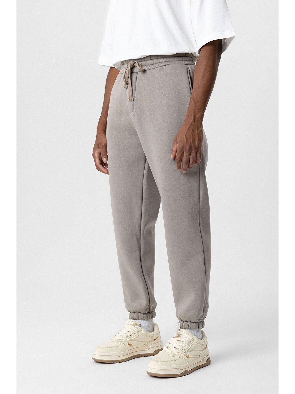 Bej Basic Oversize  Jogger Erkek Jogger Eşofman Altı-2
