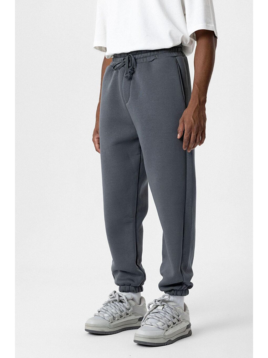 Gri Basic Oversize Jogger Erkek Eşofman Altı-2