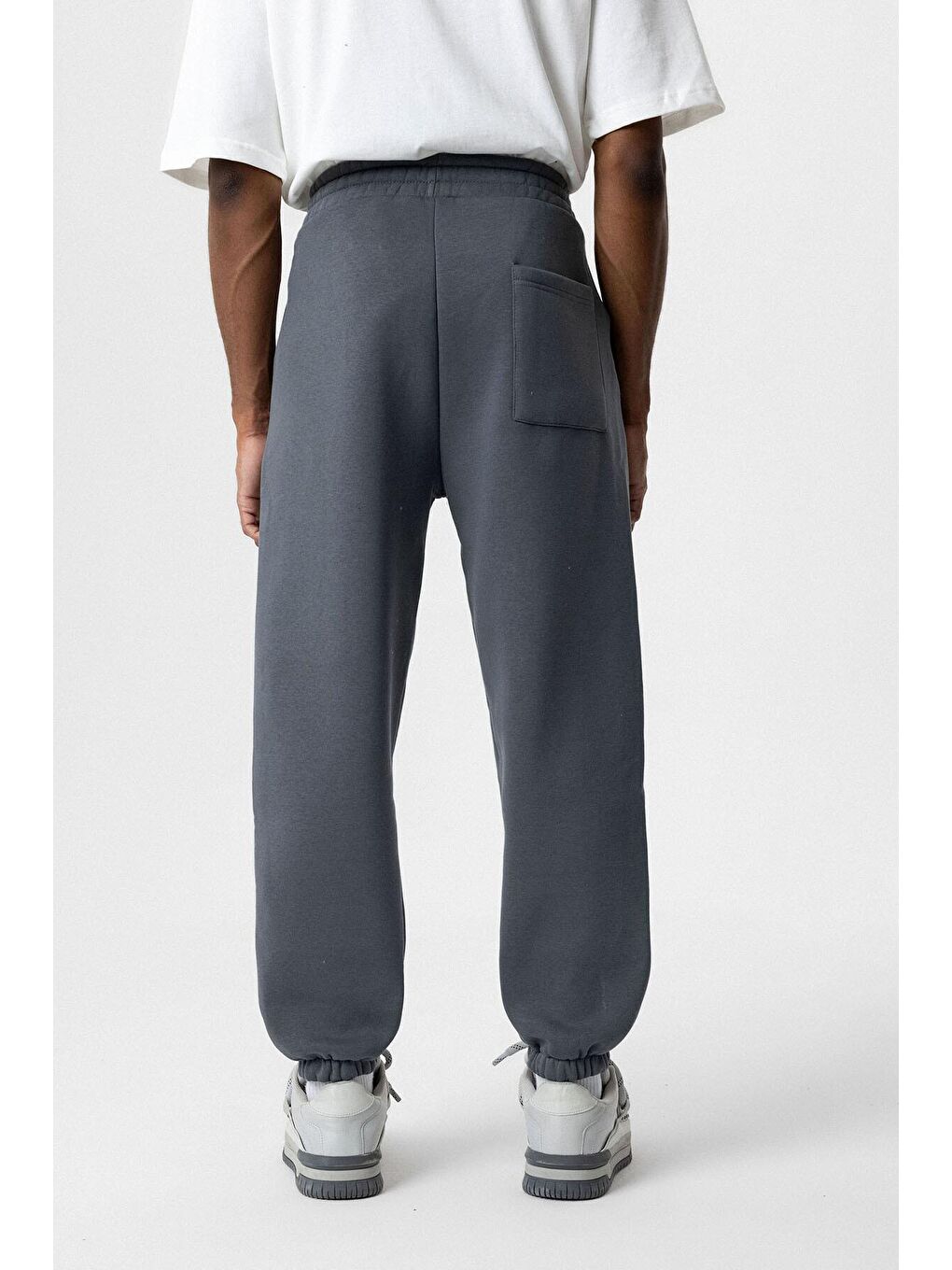 Gri Basic Oversize Jogger Erkek Eşofman Altı-3
