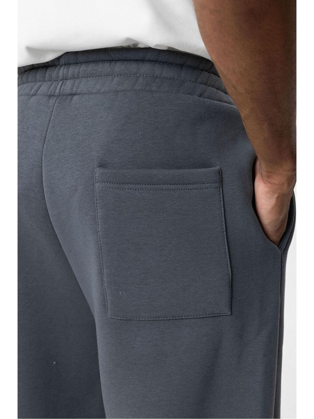 Gri Basic Oversize Jogger Erkek Eşofman Altı-4