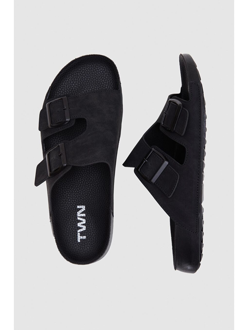 Twn Siyah Çift Tokalı Terlik-3