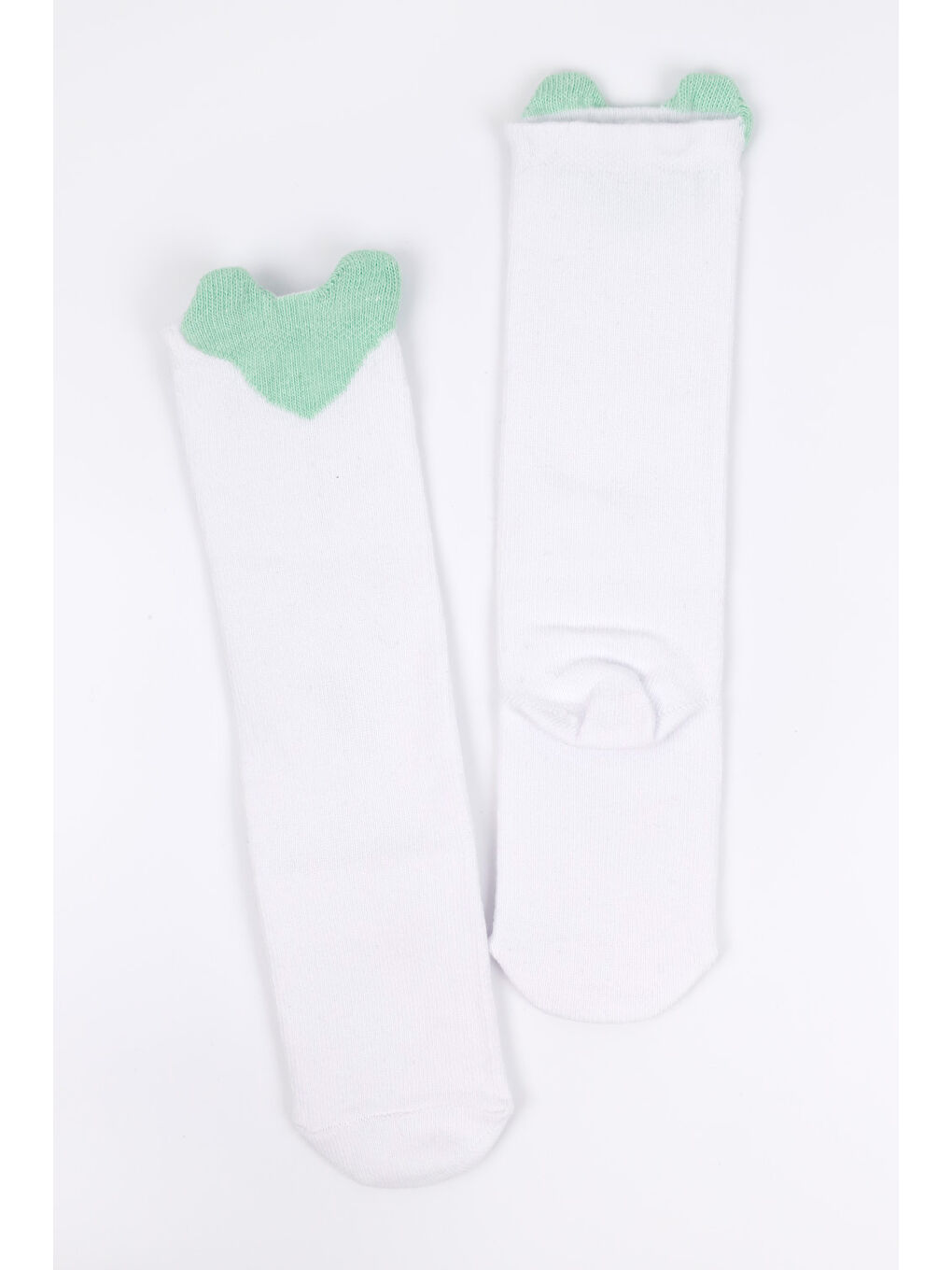 Yeşil Mint Kalpli Kız Çocuk Çorap-1