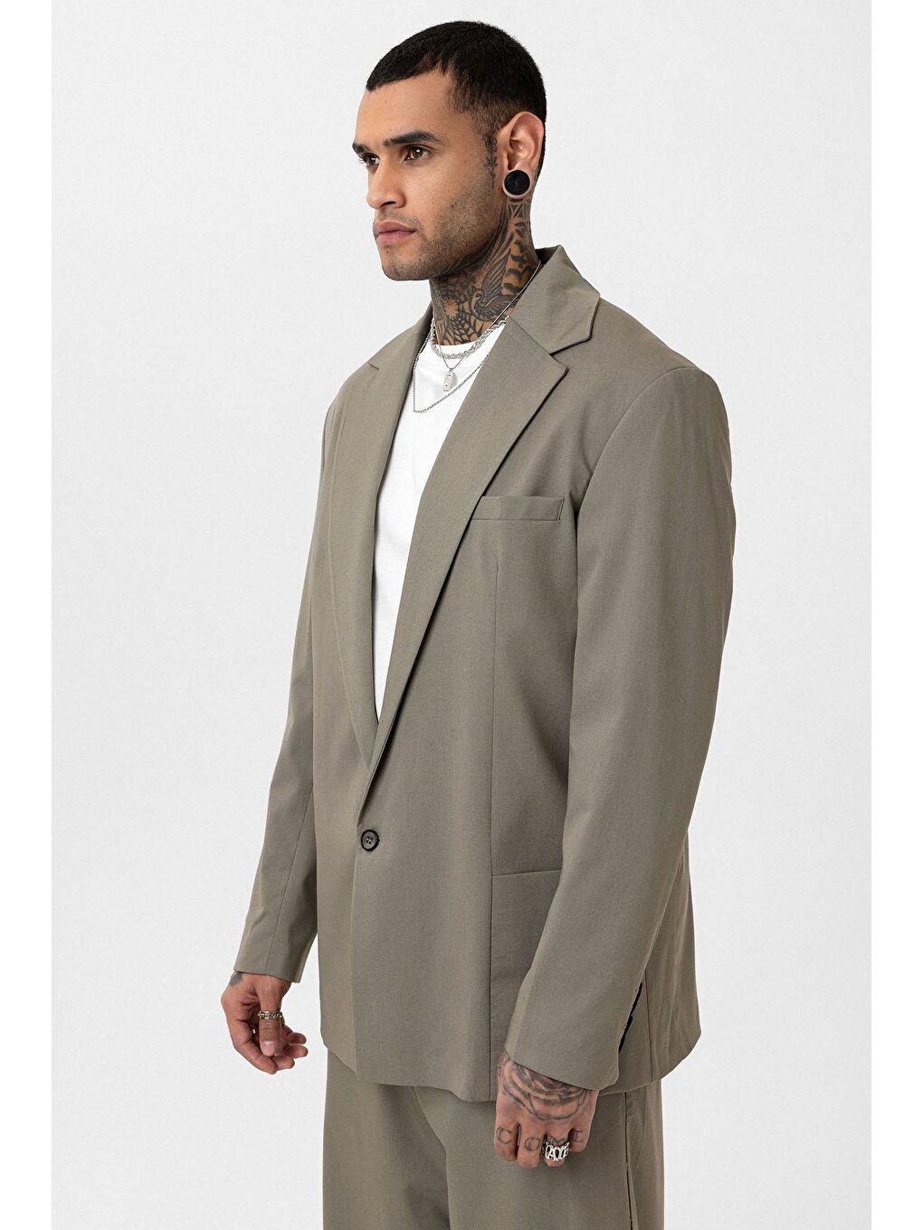 Haki Oversize Blazer Ceket-1