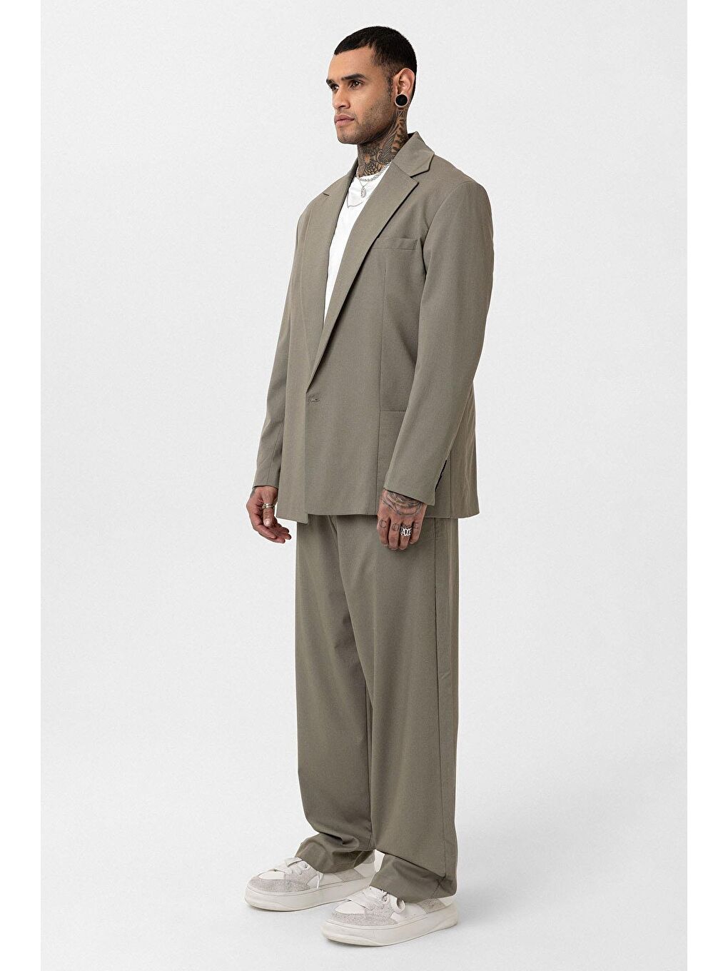 Haki Oversize Blazer Ceket-3