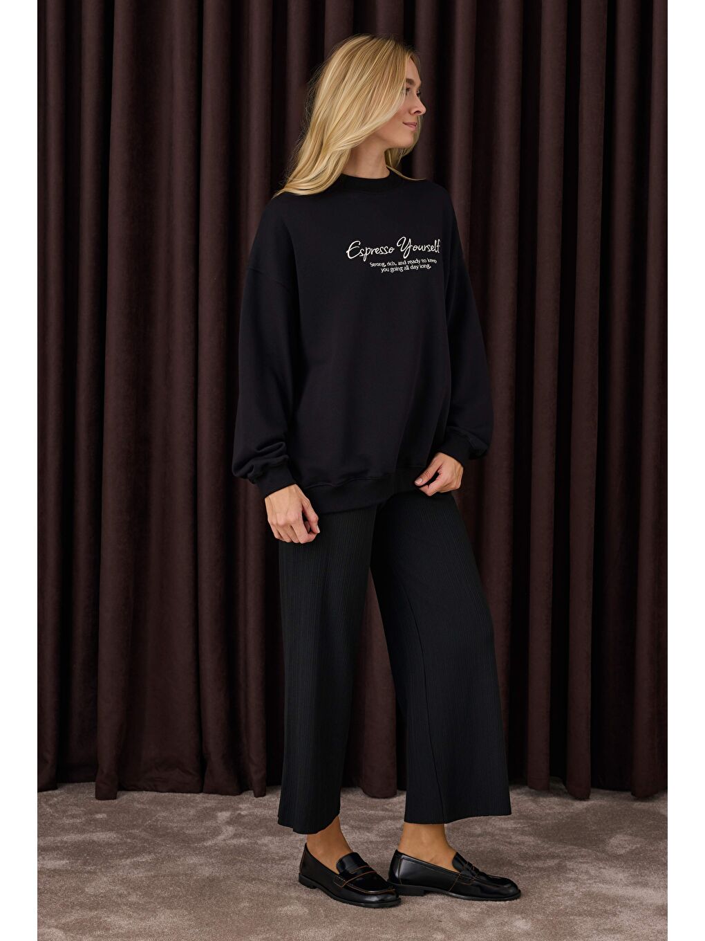 Fitilli Triko Pantolon Siyah-2