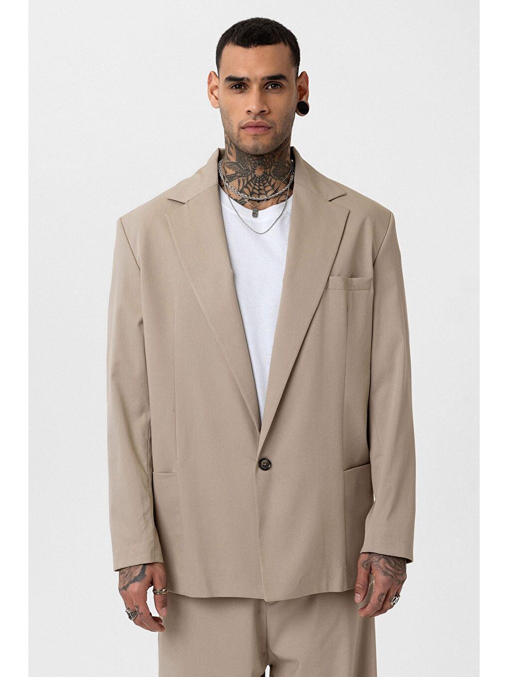 Bej Oversize Blazer Ceket