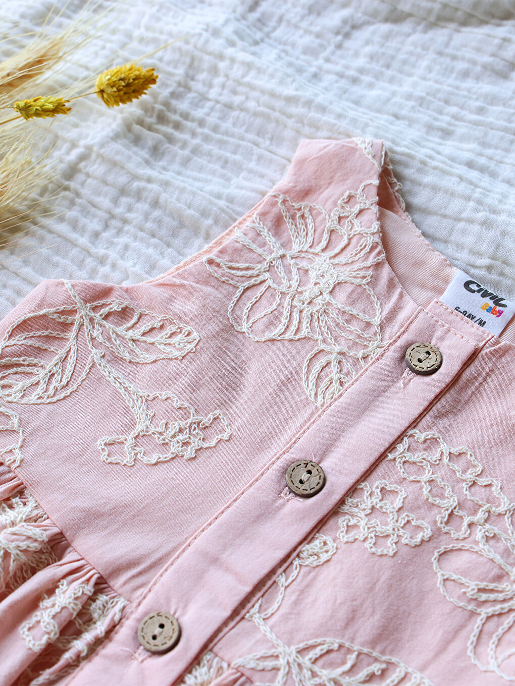 Pembe Baby Kız Bebek Elbise 6-18 Ay Pudra-1