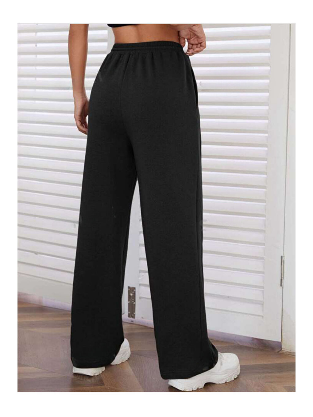 Siyah Kadın Regular Fit İnce Eşofman Altı SPR24EAK80-1