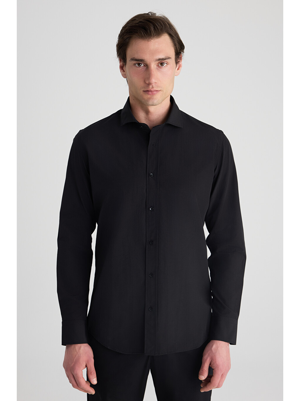 Slim Fit Siyah Nano Care Gömlek
