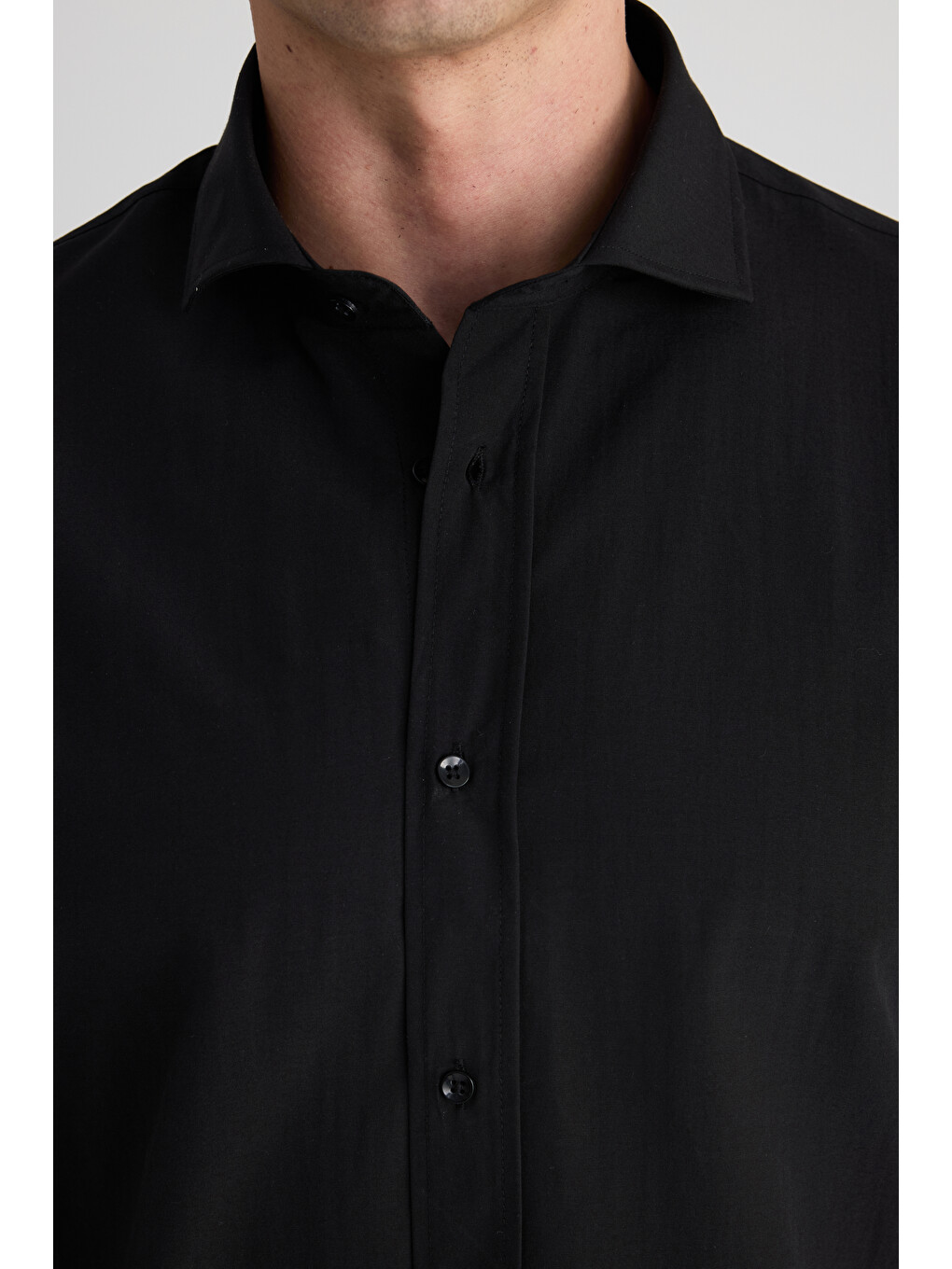 Slim Fit Siyah Nano Care Gömlek-1