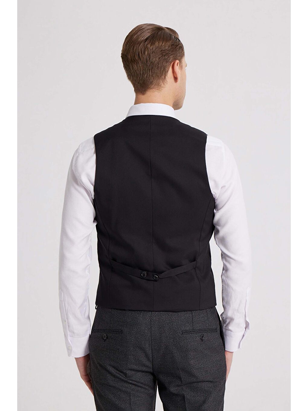 Siyah V Yaka Klasik Erkek Yelek-1