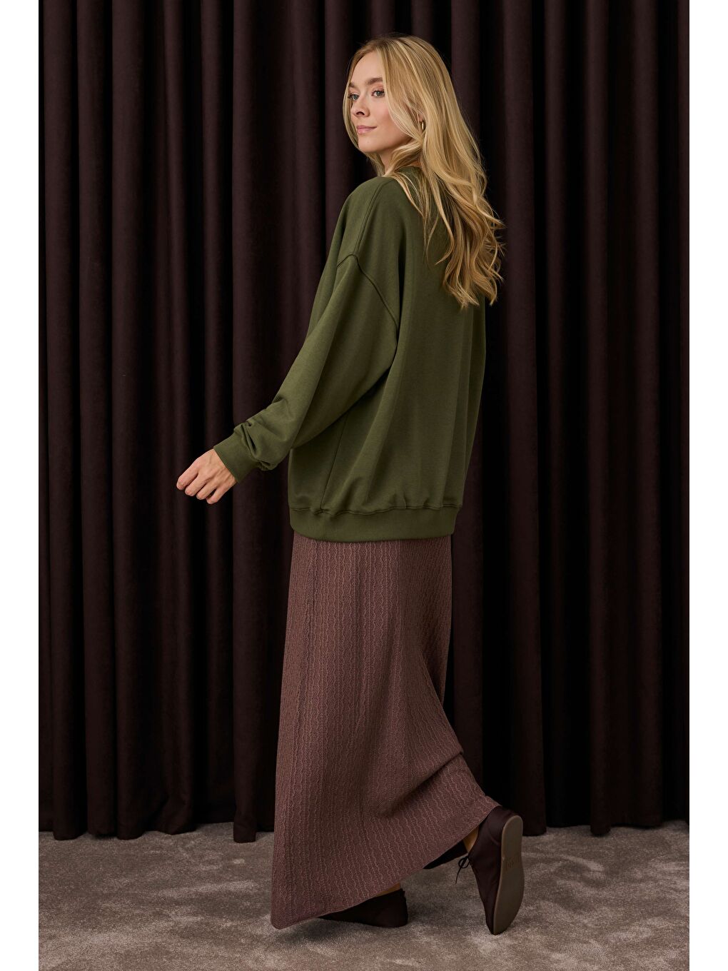 Dokulu Triko Etek Kahverengi-3