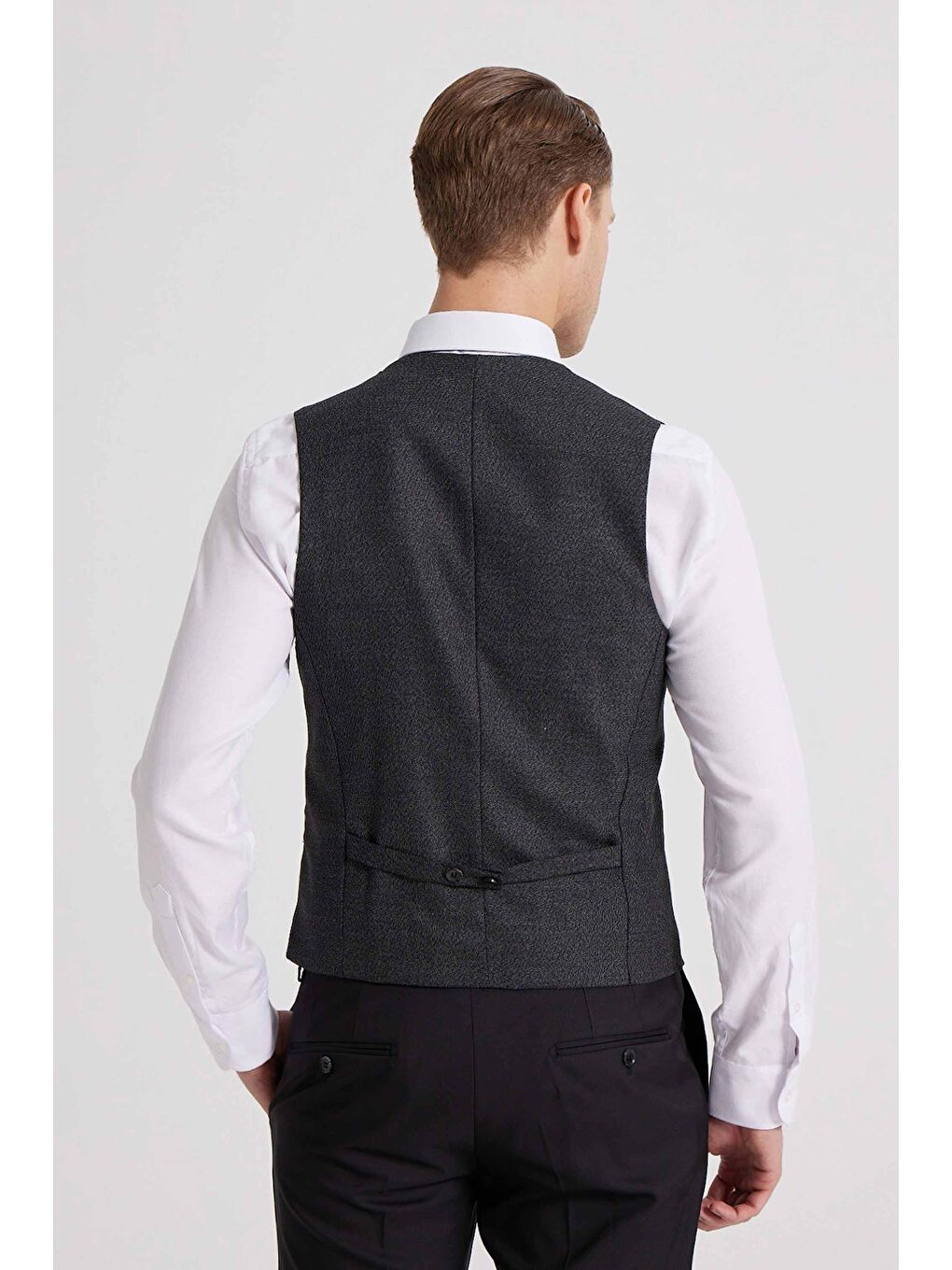 Antrasit V Yaka Klasik Erkek Yelek-1