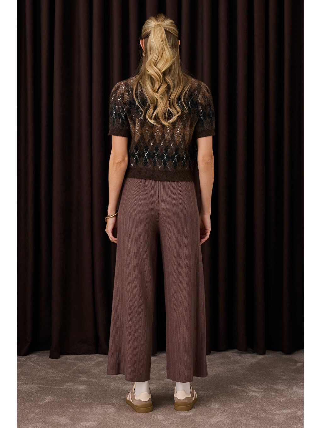 Kahverengi Fitilli Triko Pantolon Kahve-3