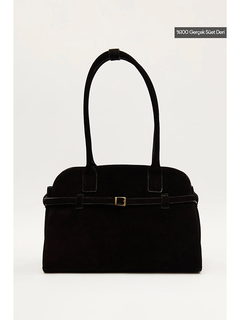 Süet Kemerli Çanta Siyah