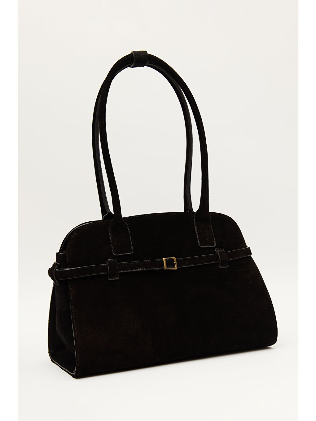Süet Kemerli Çanta Siyah-1