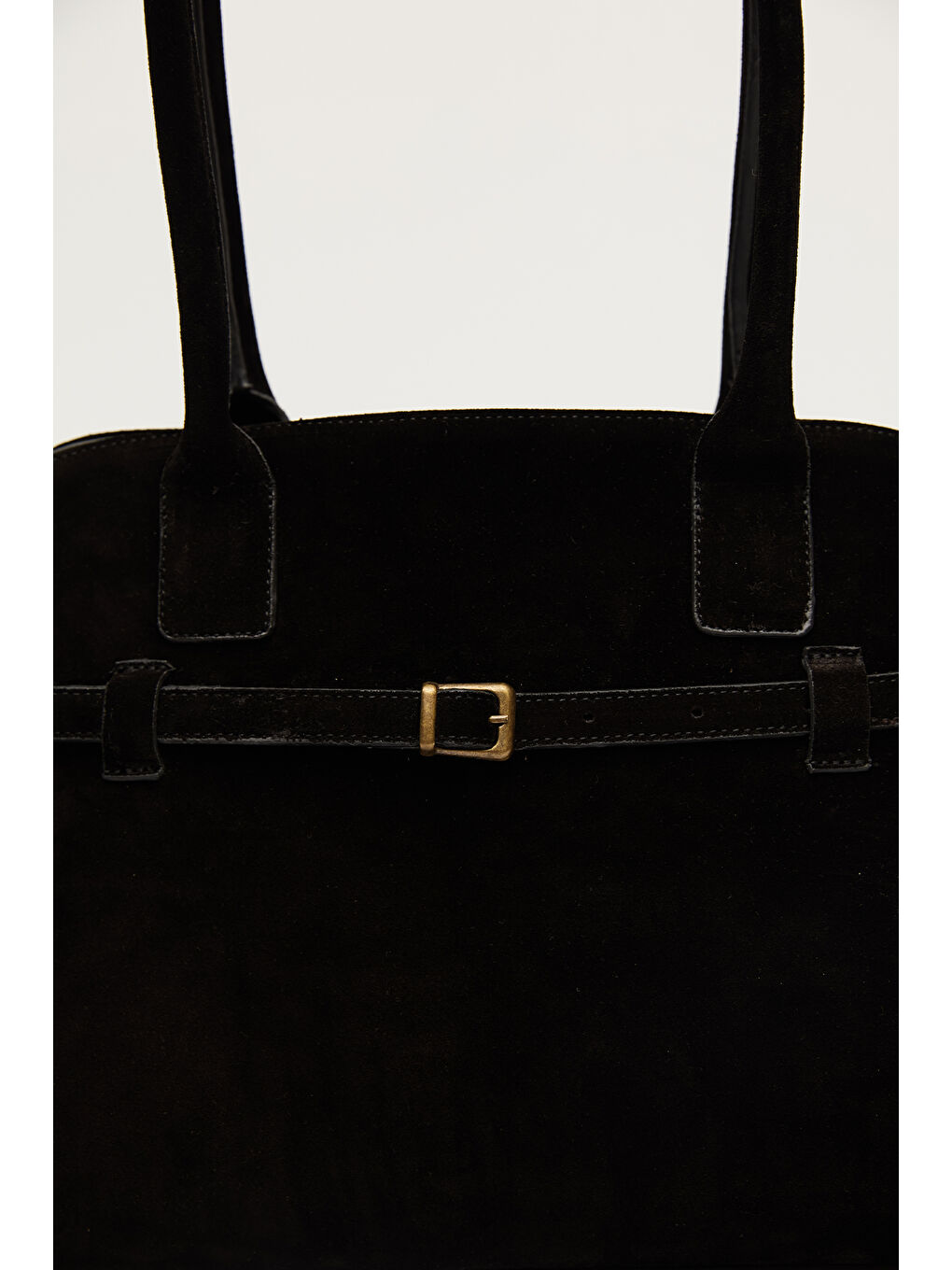 Süet Kemerli Çanta Siyah-2