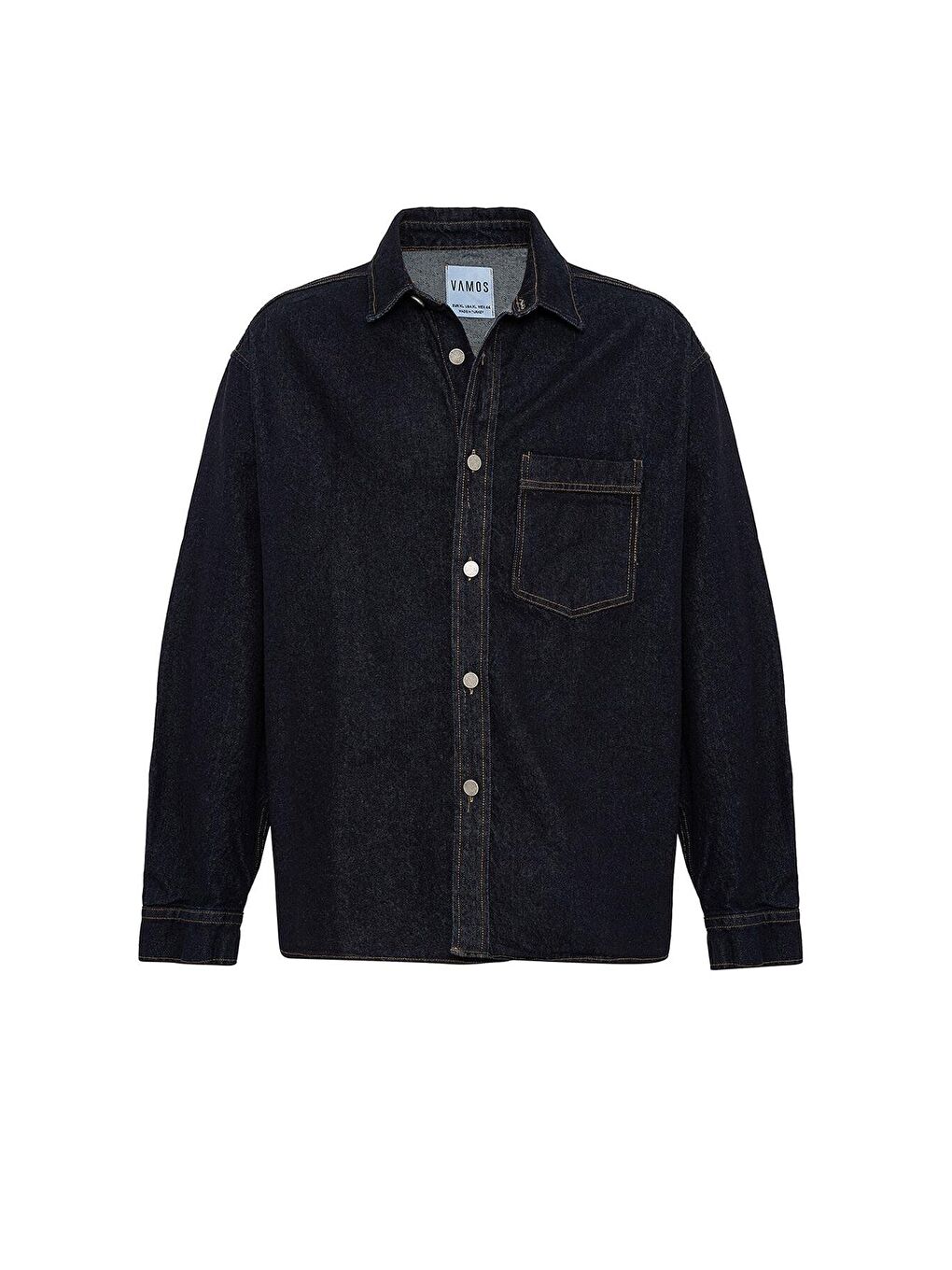 Cep Detaylı Oversıze Denim Ceket Koyu Mavi-6