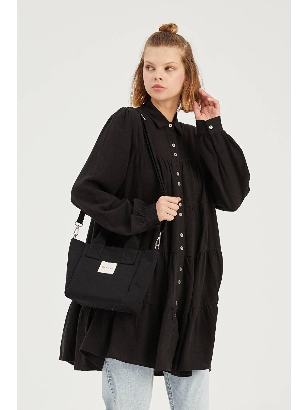 Mini Kanvas Çanta Siyah-4