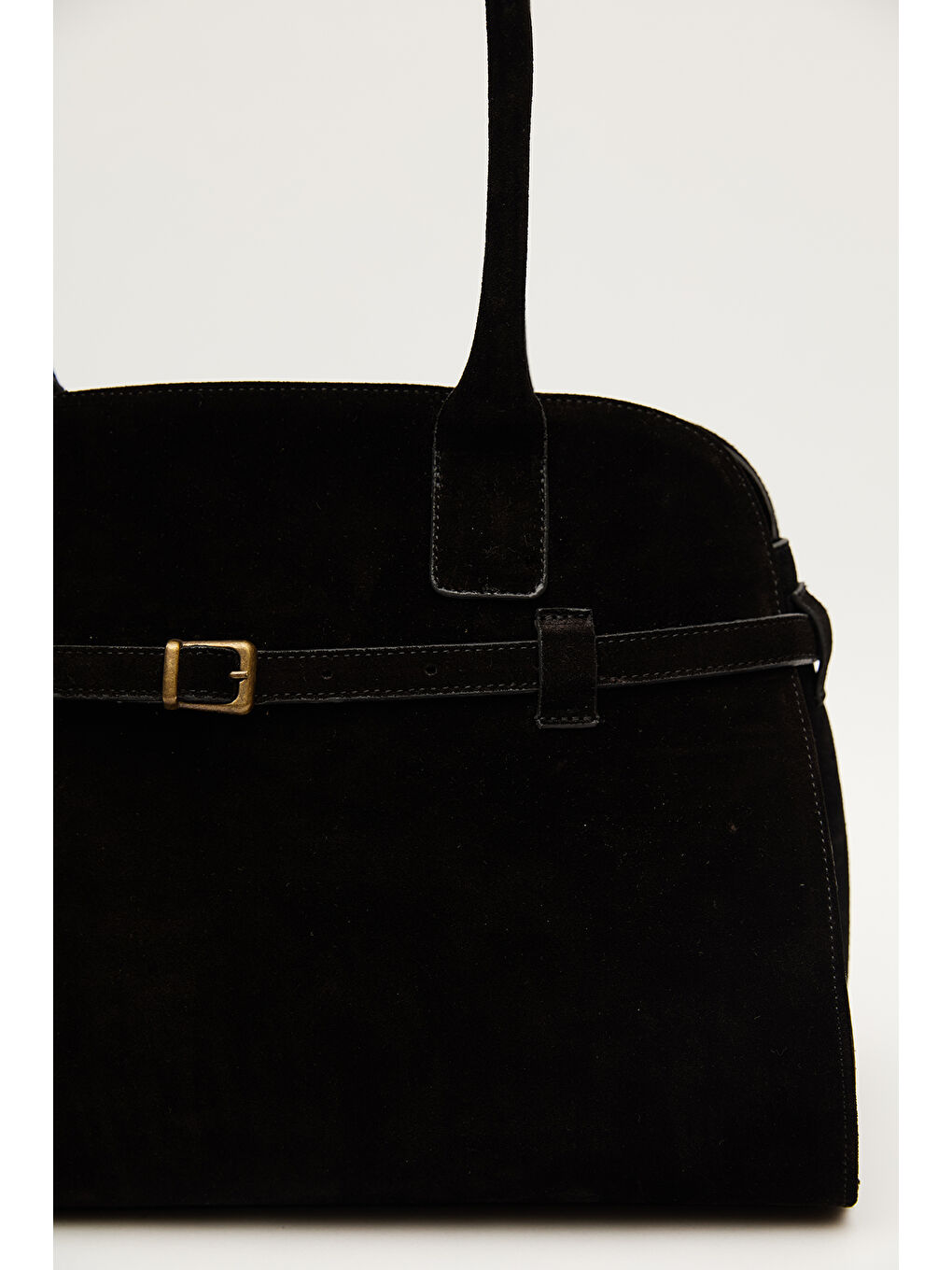 Süet Kemerli Çanta Siyah-3