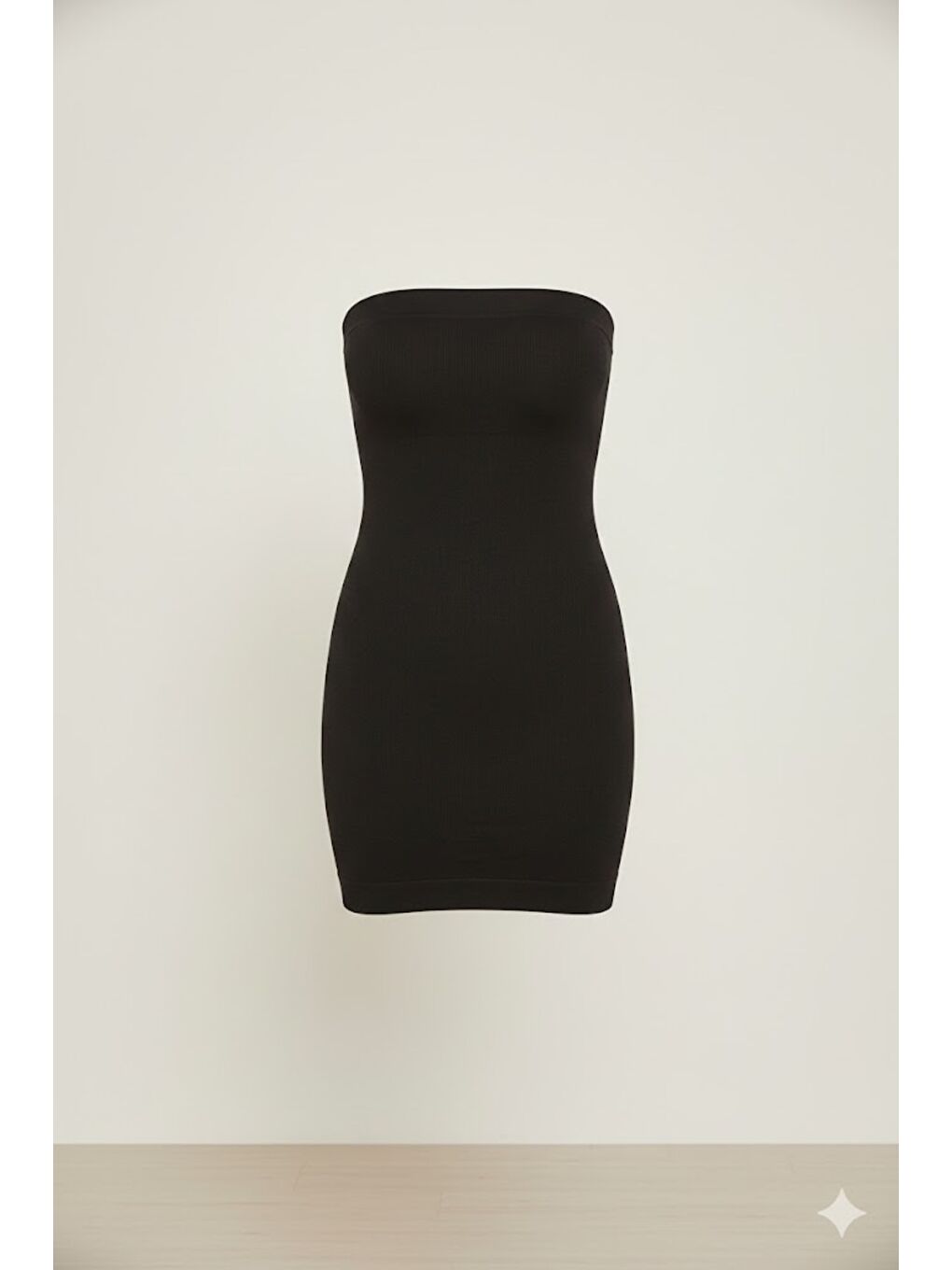 C15065 Dikişsiz Straplez Korse Elbise Siyah