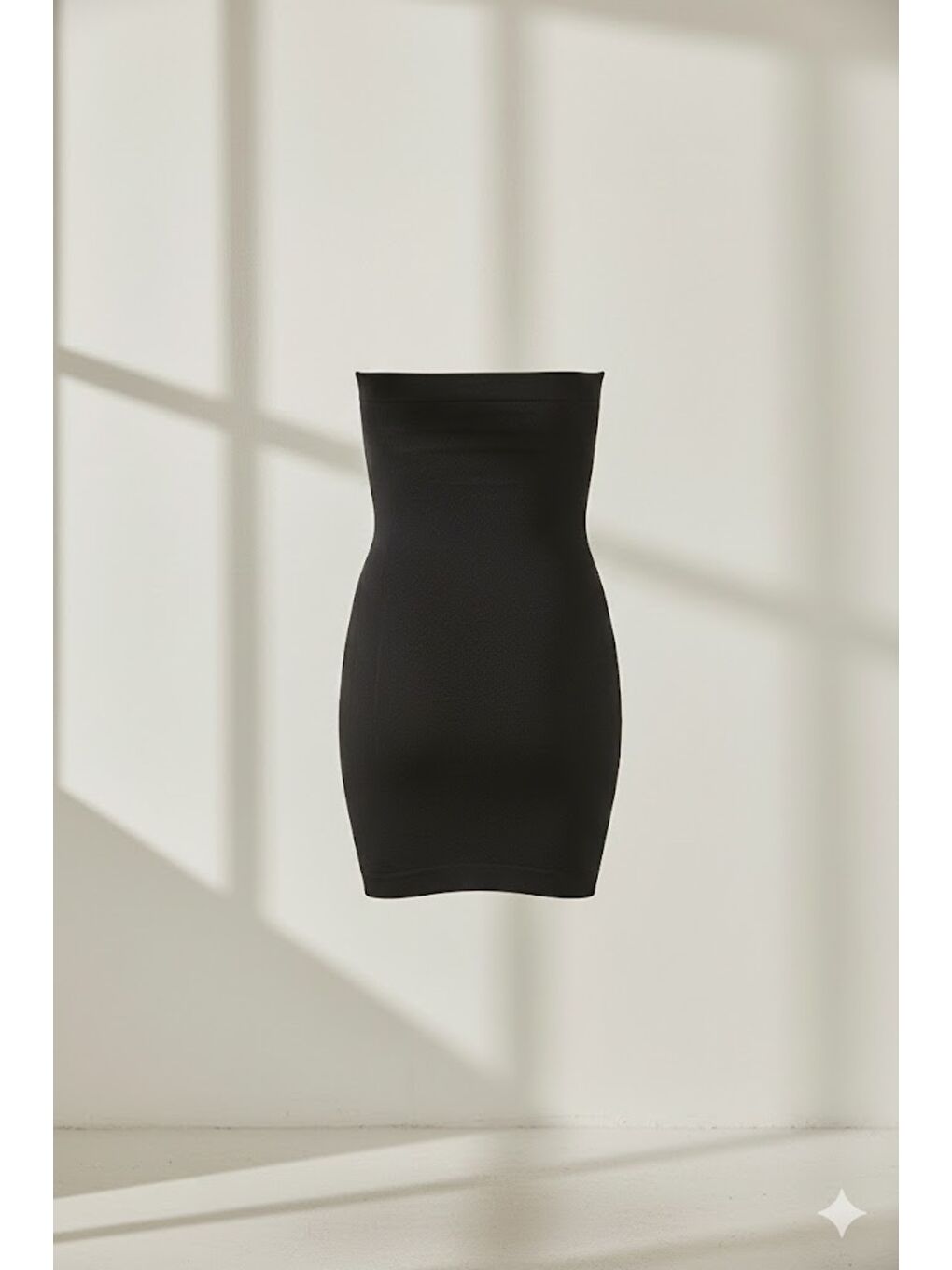 C15065 Dikişsiz Straplez Korse Elbise Siyah-1