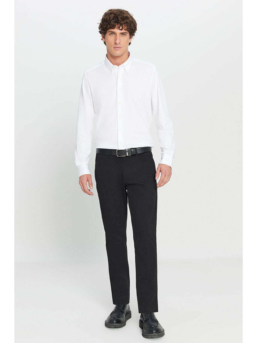 Erkek Siyah Slim Fit Dar Kesim Yan Cep Pamuklu Esnek  Chino Pantolon-2