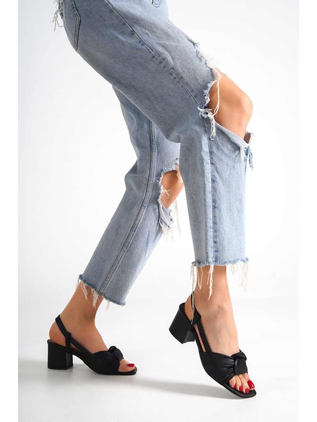 Siyah D719 Kadın Topuklu Ayakkabı-3