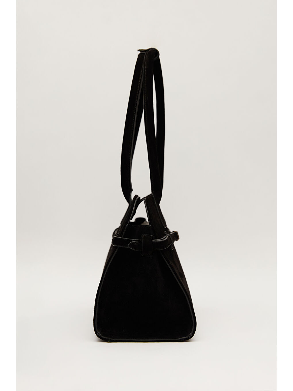 Süet Kemerli Çanta Siyah-4