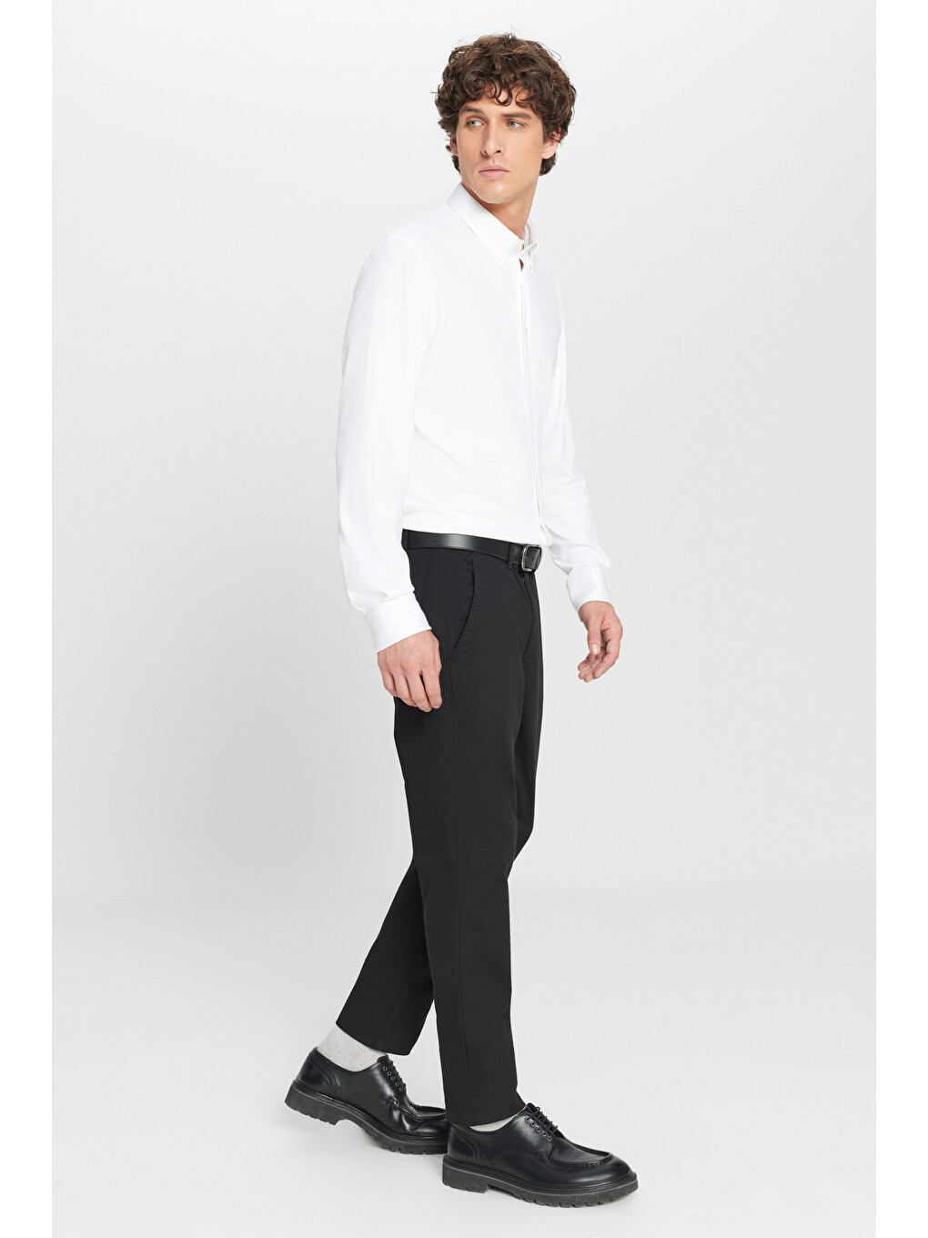 Erkek Siyah Slim Fit Dar Kesim Yan Cep Pamuklu Esnek  Chino Pantolon-5