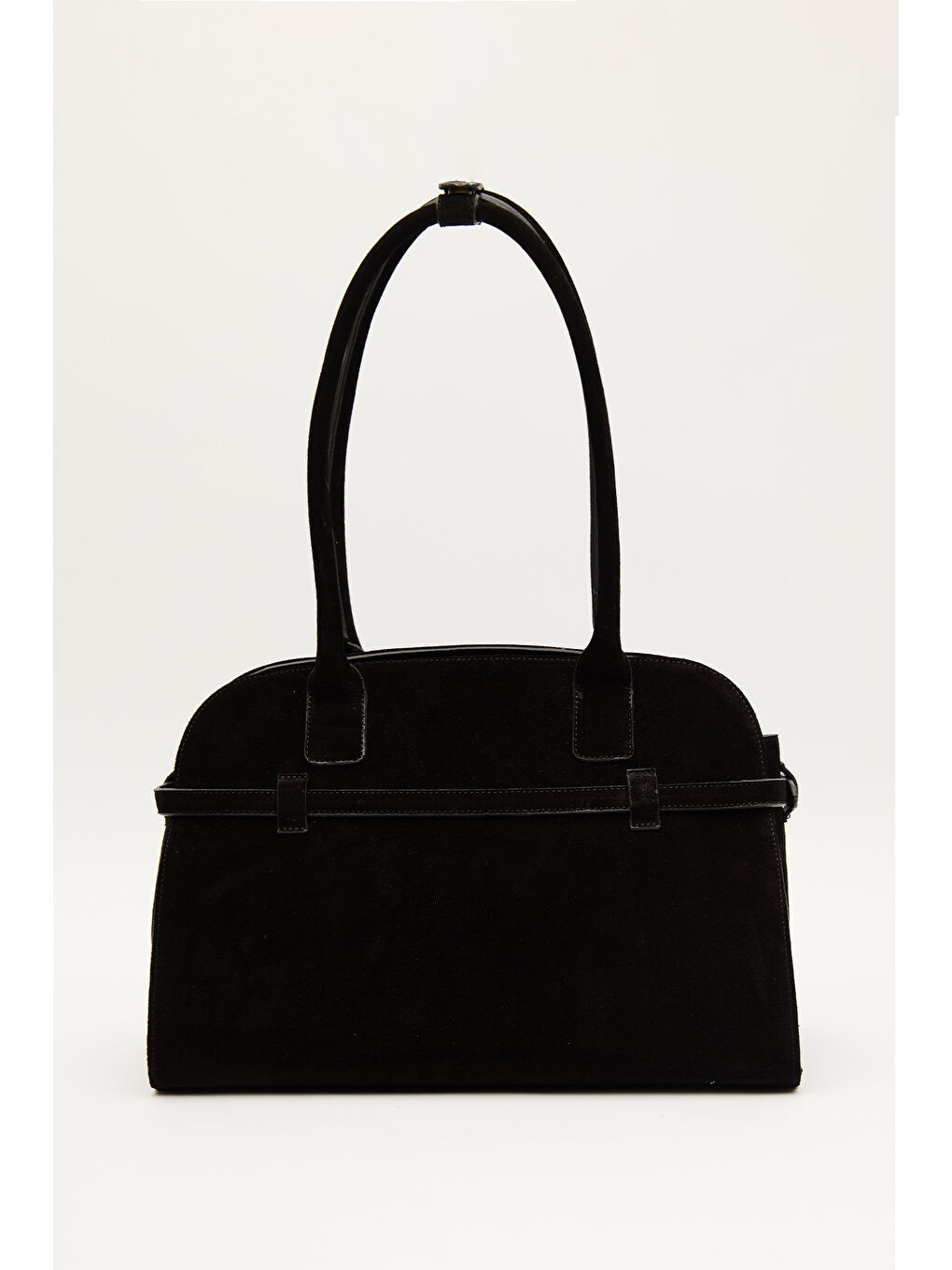 Süet Kemerli Çanta Siyah-5