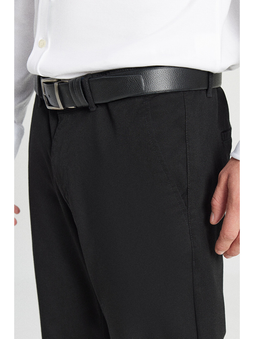 Erkek Siyah Slim Fit Dar Kesim Yan Cep Pamuklu Esnek  Chino Pantolon-6