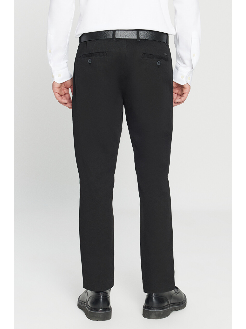 Erkek Siyah Slim Fit Dar Kesim Yan Cep Pamuklu Esnek  Chino Pantolon-7