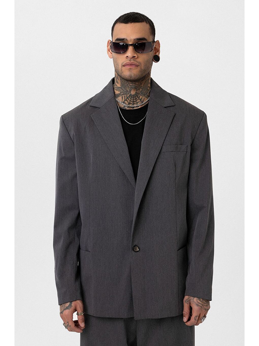 Antrasit Oversize Blazer Ceket