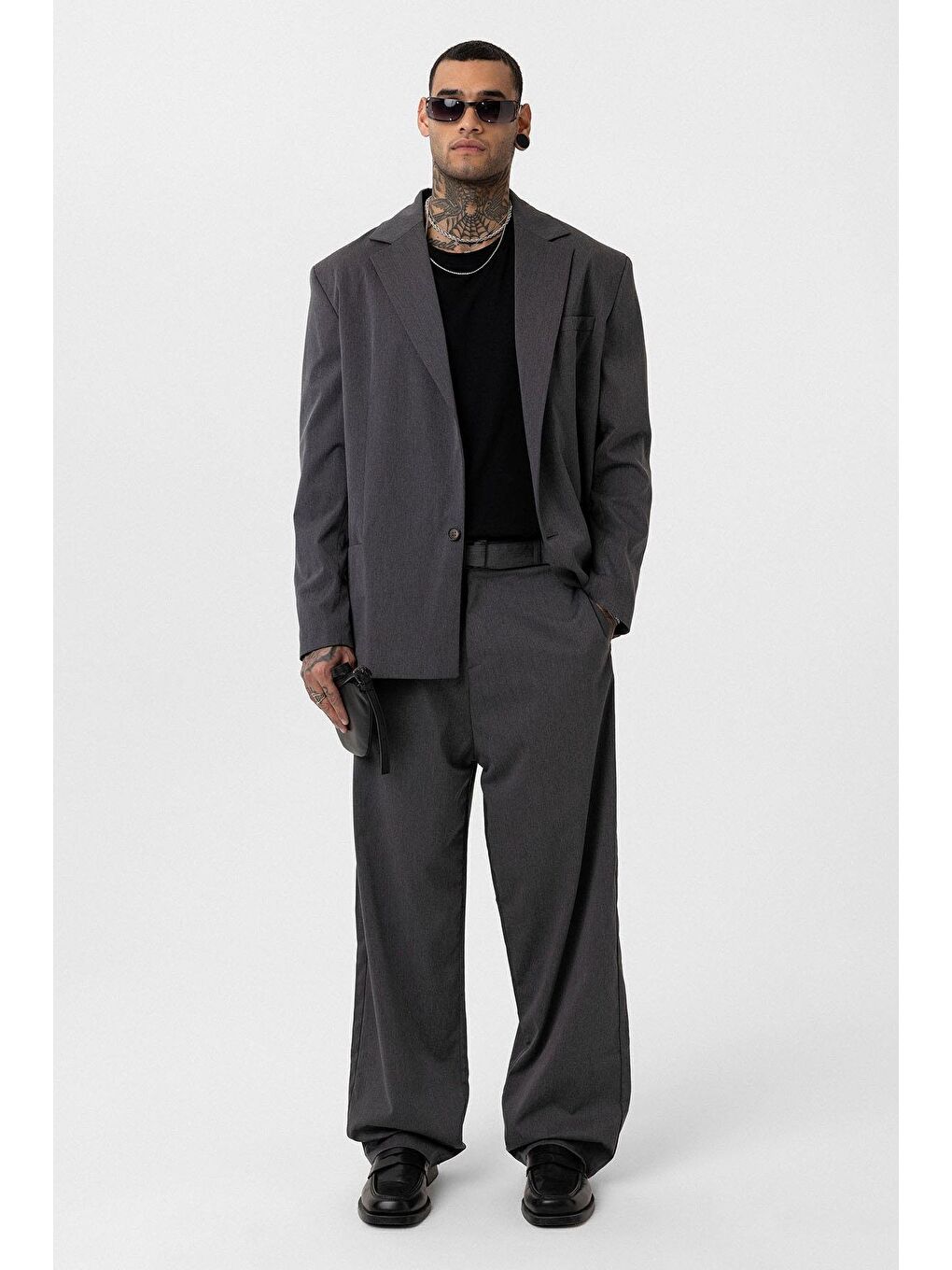 Antrasit Oversize Blazer Ceket-2