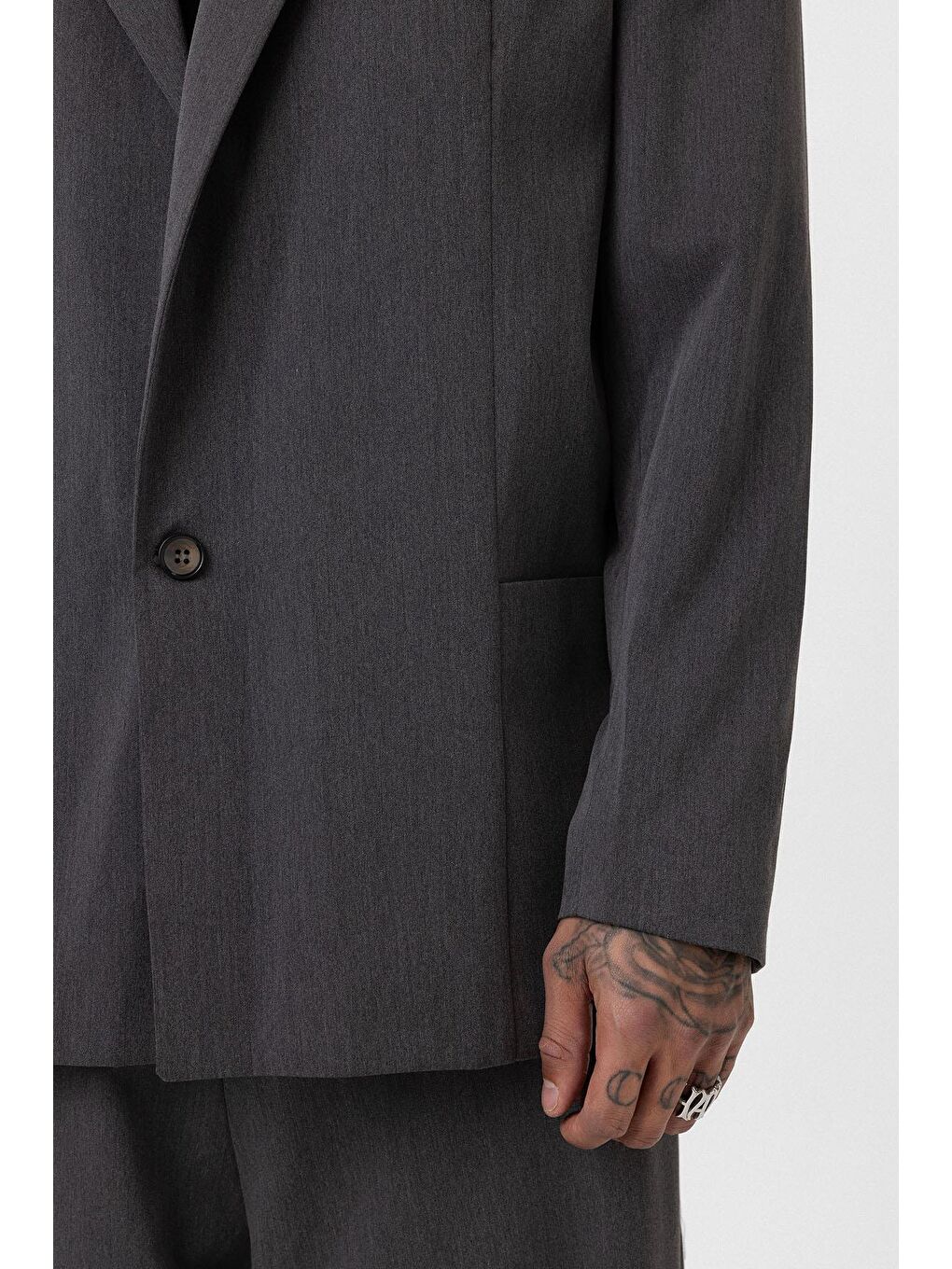 Antrasit Oversize Blazer Ceket-6