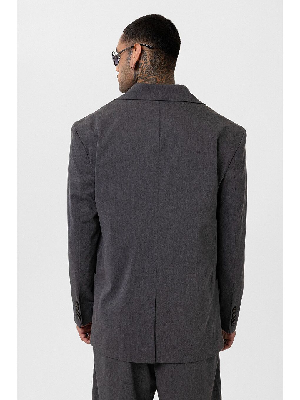 Antrasit Oversize Blazer Ceket-7