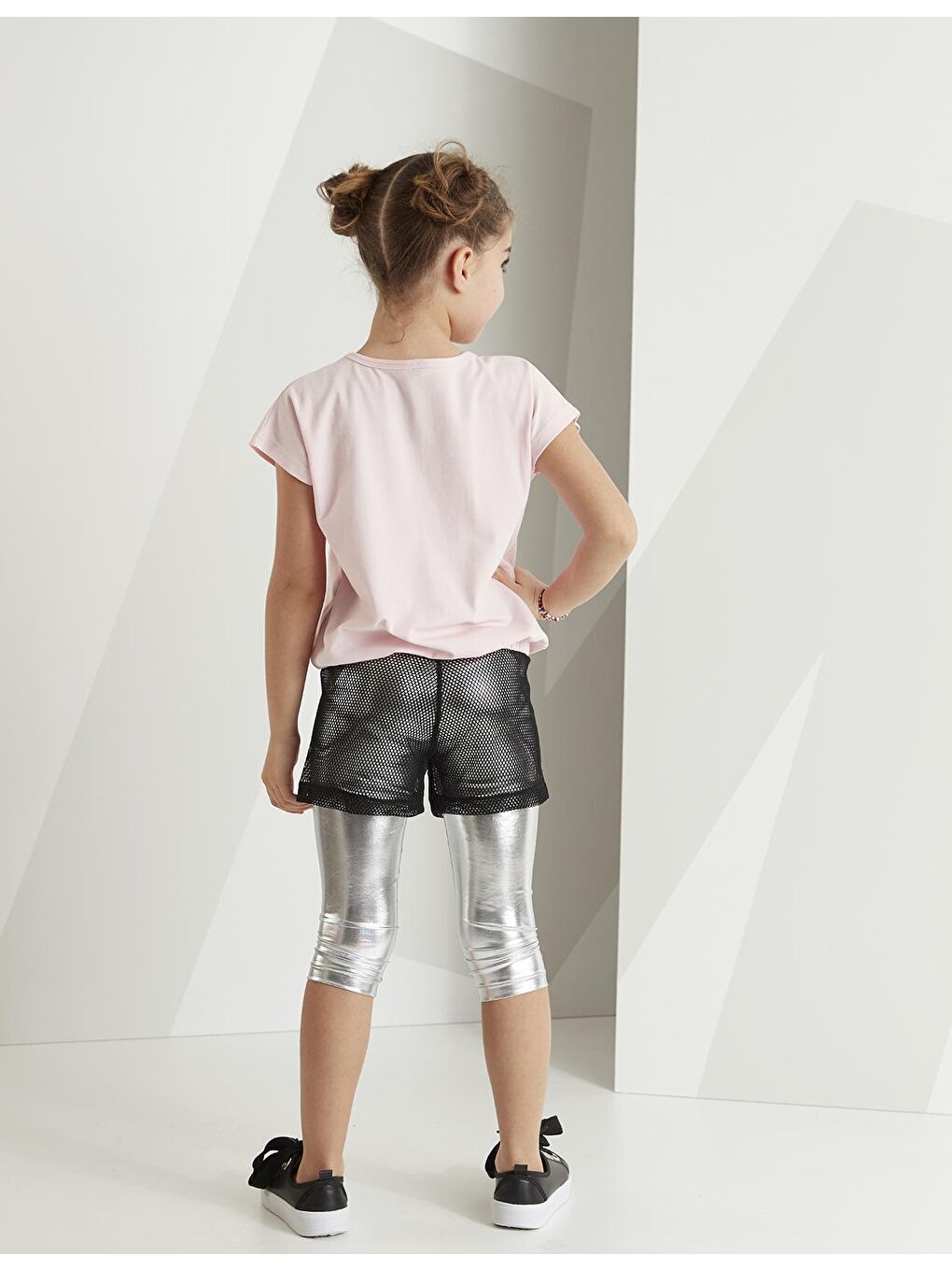 Pembe Paten Fileli Tayt Takım-1