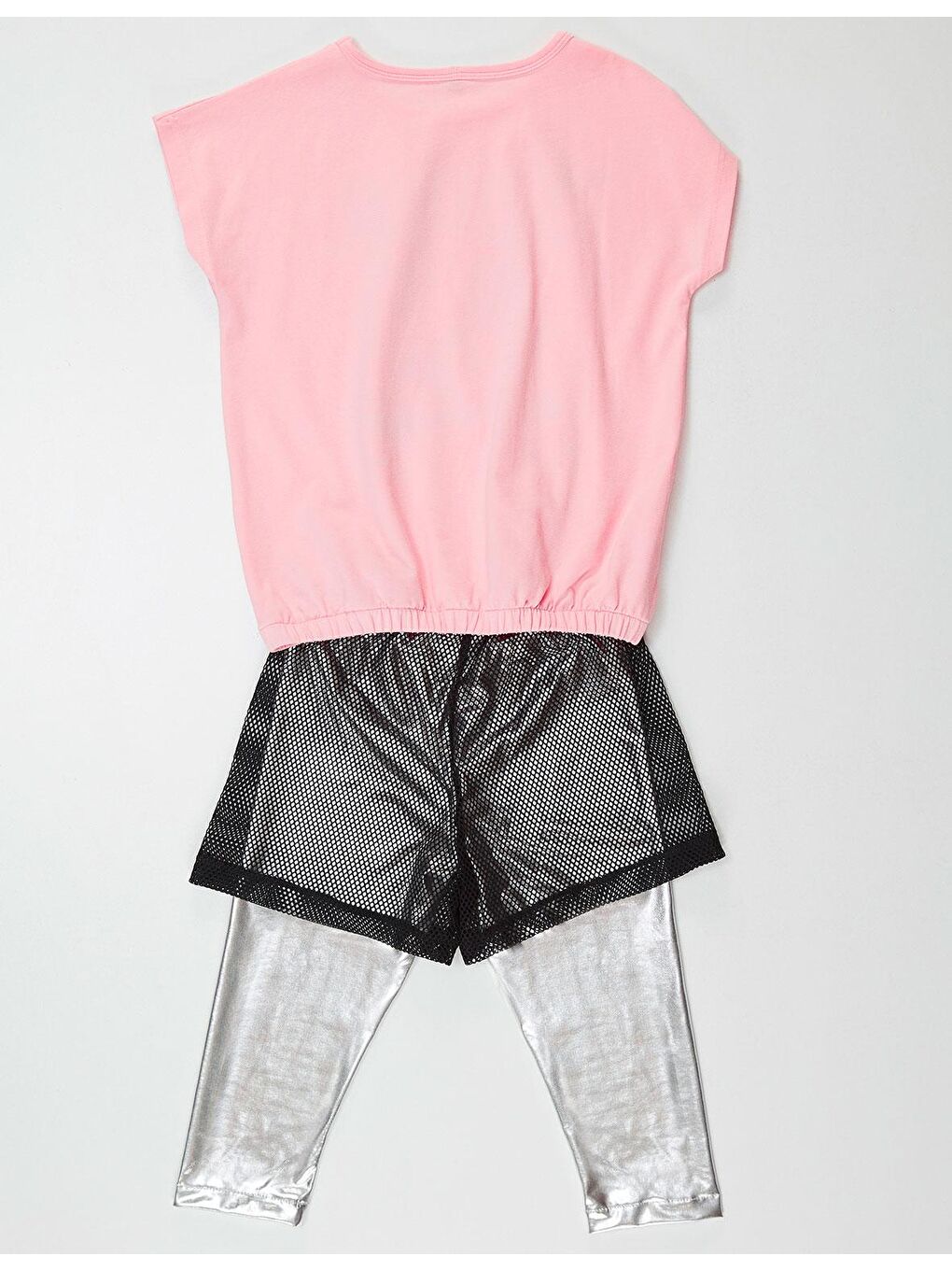 Pembe Paten Fileli Tayt Takım-3