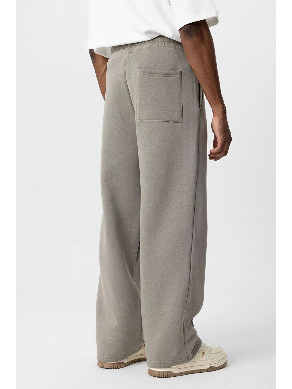 Haki Basic Ön Dikiş Detaylı Baggy Erkek Eşofman Altı-4