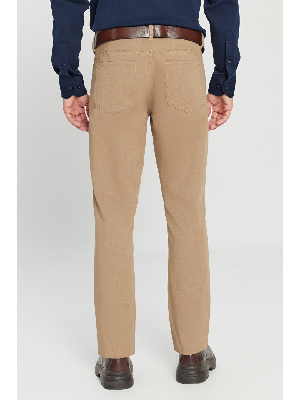 Kahverengi Erkek Camel Slim Fit Dar Kesim 5 Cep Pamuklu Esnek  Chino Pantolon-6