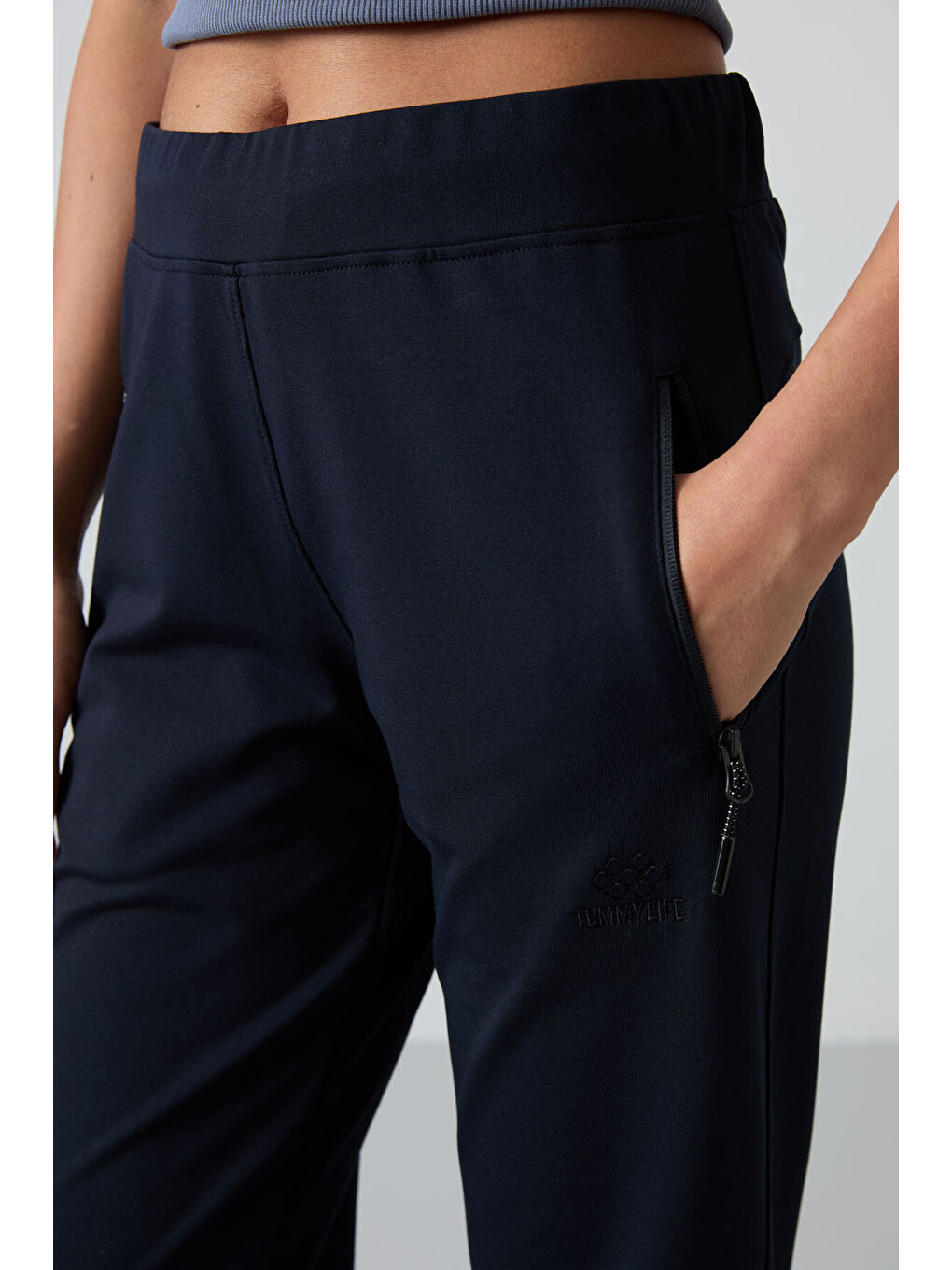 Lacivert Fermuar Cepli Rahat Form Klasik Paça Kadın Eşofman Alt - 94195-2