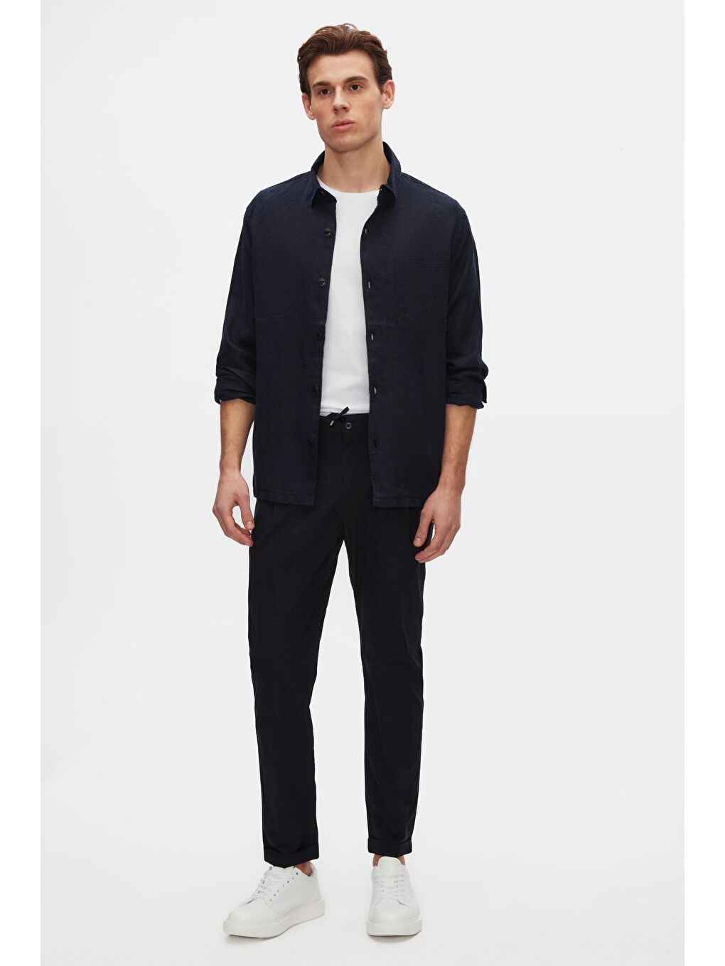 Slim Fit Beyaz Bisiklet Yaka %100 Pamuk Nefes Alabilen Uzun Kollu Body Tişört-3