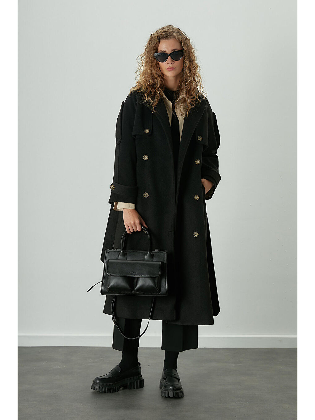 Premıum Kaşe Trenç Kaban Siyah-1