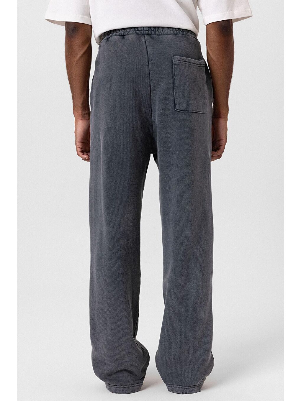 Yıkamalı Yırtık Detaylı Oversize Eşofman Takım Siyah-4