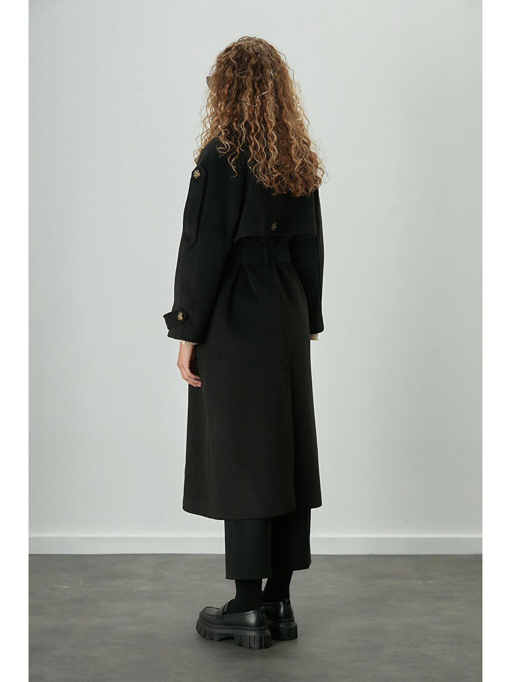 Premıum Kaşe Trenç Kaban Siyah-7