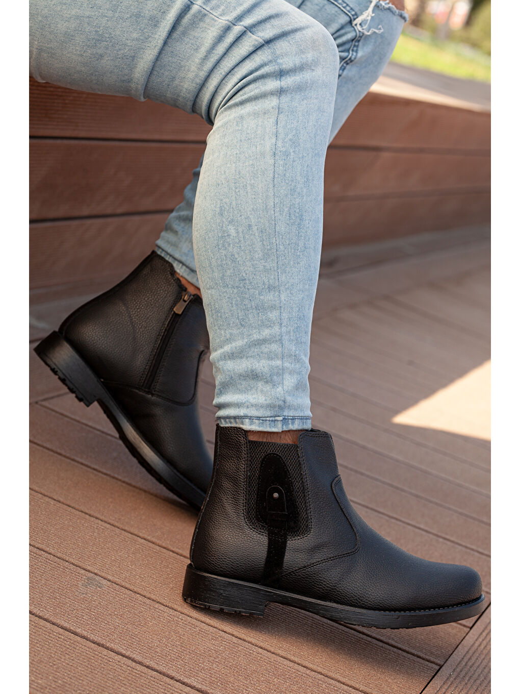 Siyah D751 Taban Dahil Komple Kürklü Soğuk Geçirmez Erkek Bot-3