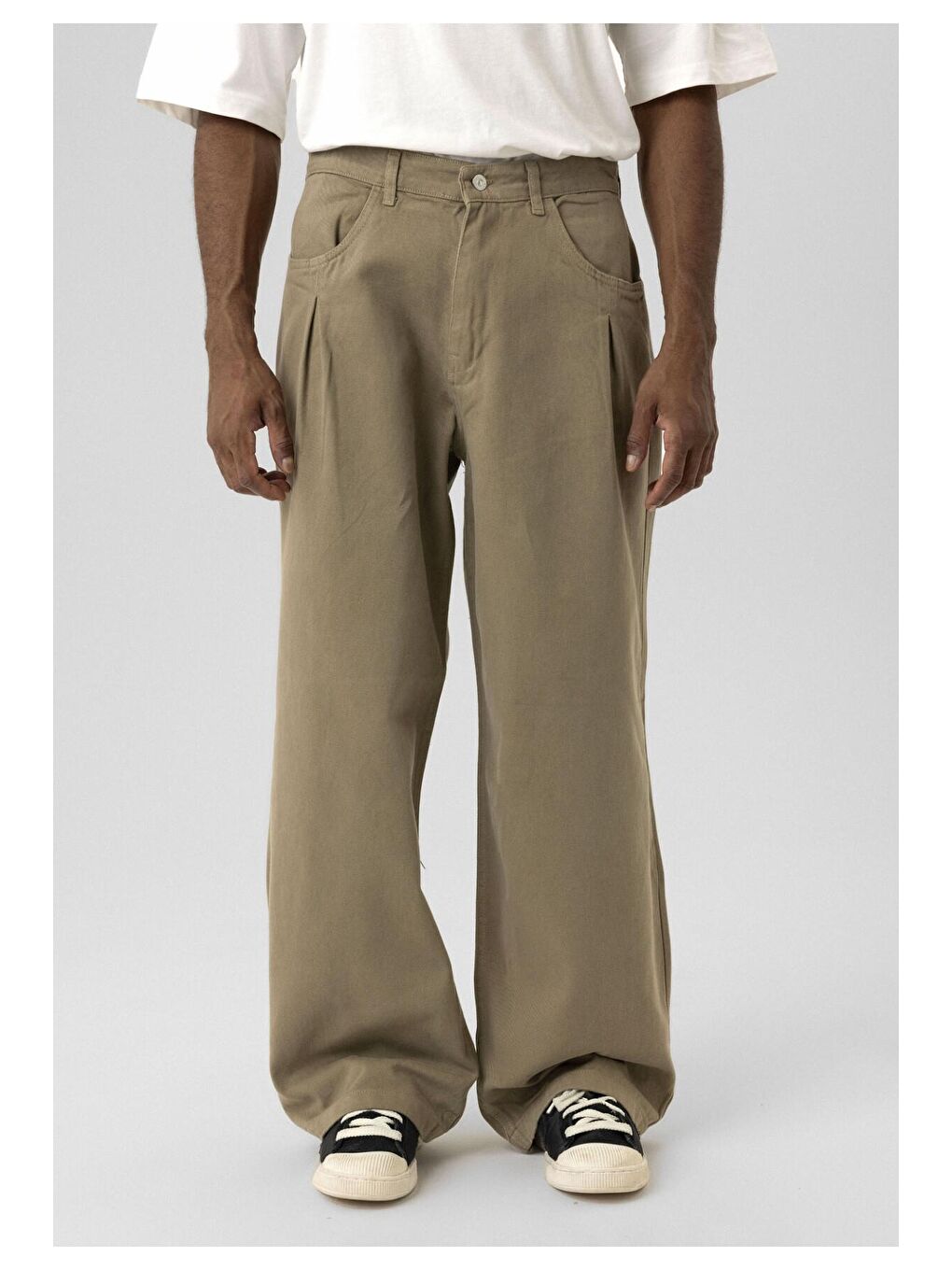 Vamosclo Bej Balloon Fit Gabardin  Erkek Pantolon