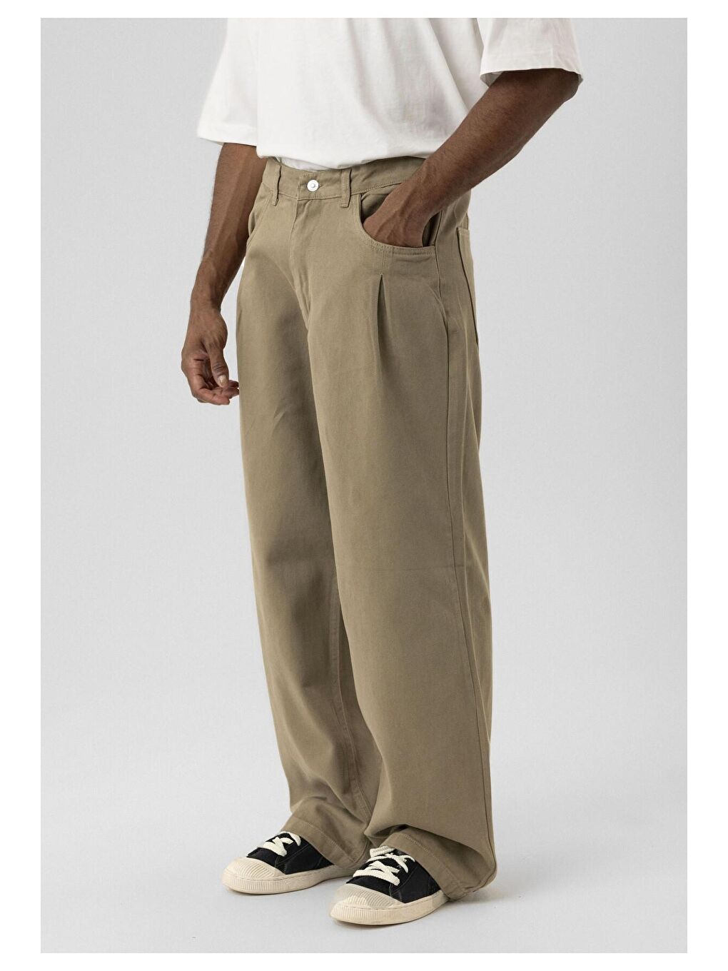 Vamosclo Bej Balloon Fit Gabardin  Erkek Pantolon - 2