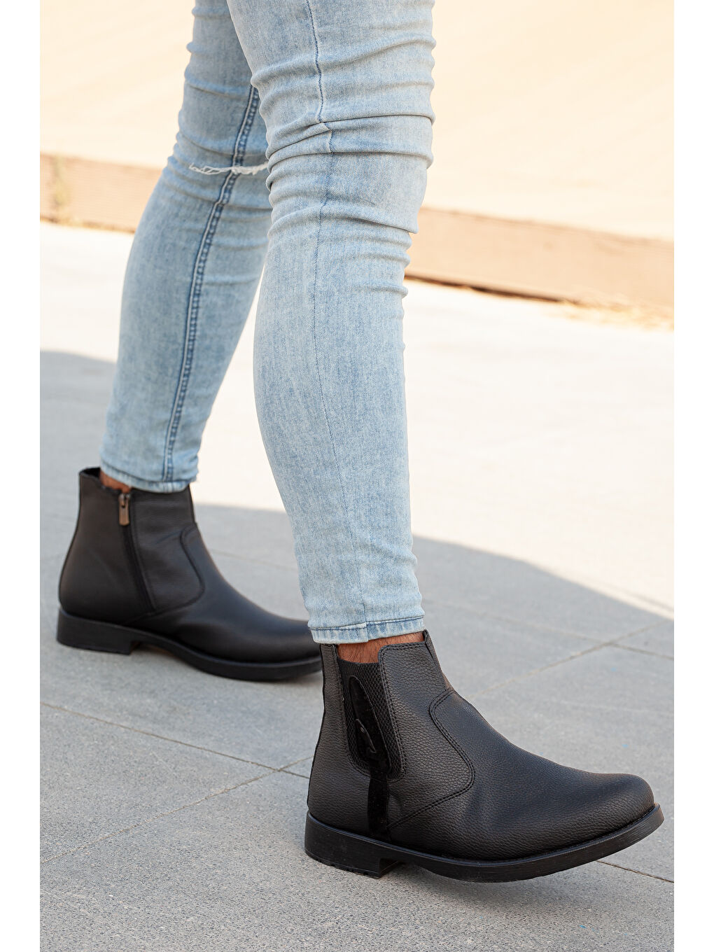 Siyah D751 Taban Dahil Komple Kürklü Soğuk Geçirmez Erkek Bot-5